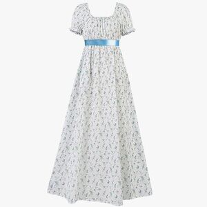 Floral Print Empire Waist Maxi Regency Style Dress—Small—Like New